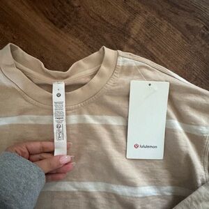 lululemon athletica Tan and Cream Striped Top
